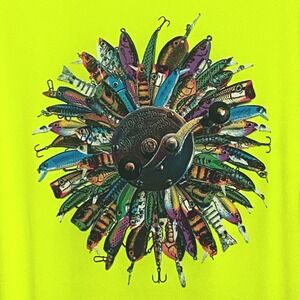Neon Yellow Performance T-Shirt Men XL Fishing Lures Sports Outdoors Highlighter